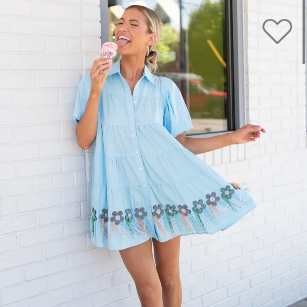 Queen of sparkles Bead Fringe Flower Cotton Dress